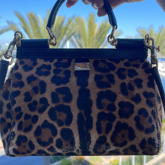 DOLCE & GABBANA Sicily Leopard Roses Pony-hair Bag  W Sequin Embroidery - Picture 12 of 15